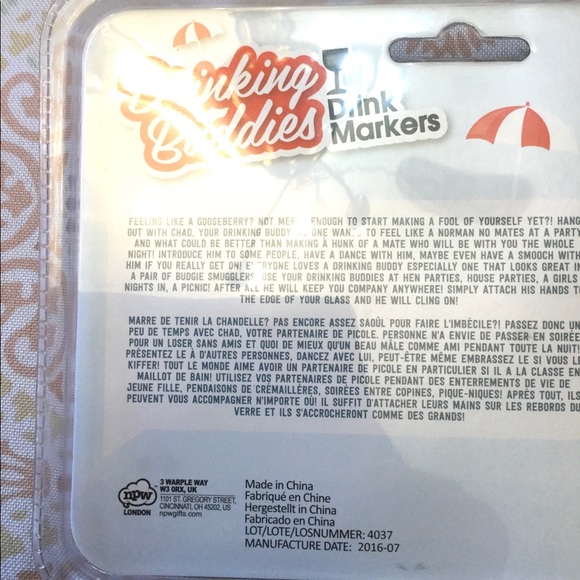 Drinking Buddies Drink Markers Set of 6 - Picture 2 of 3